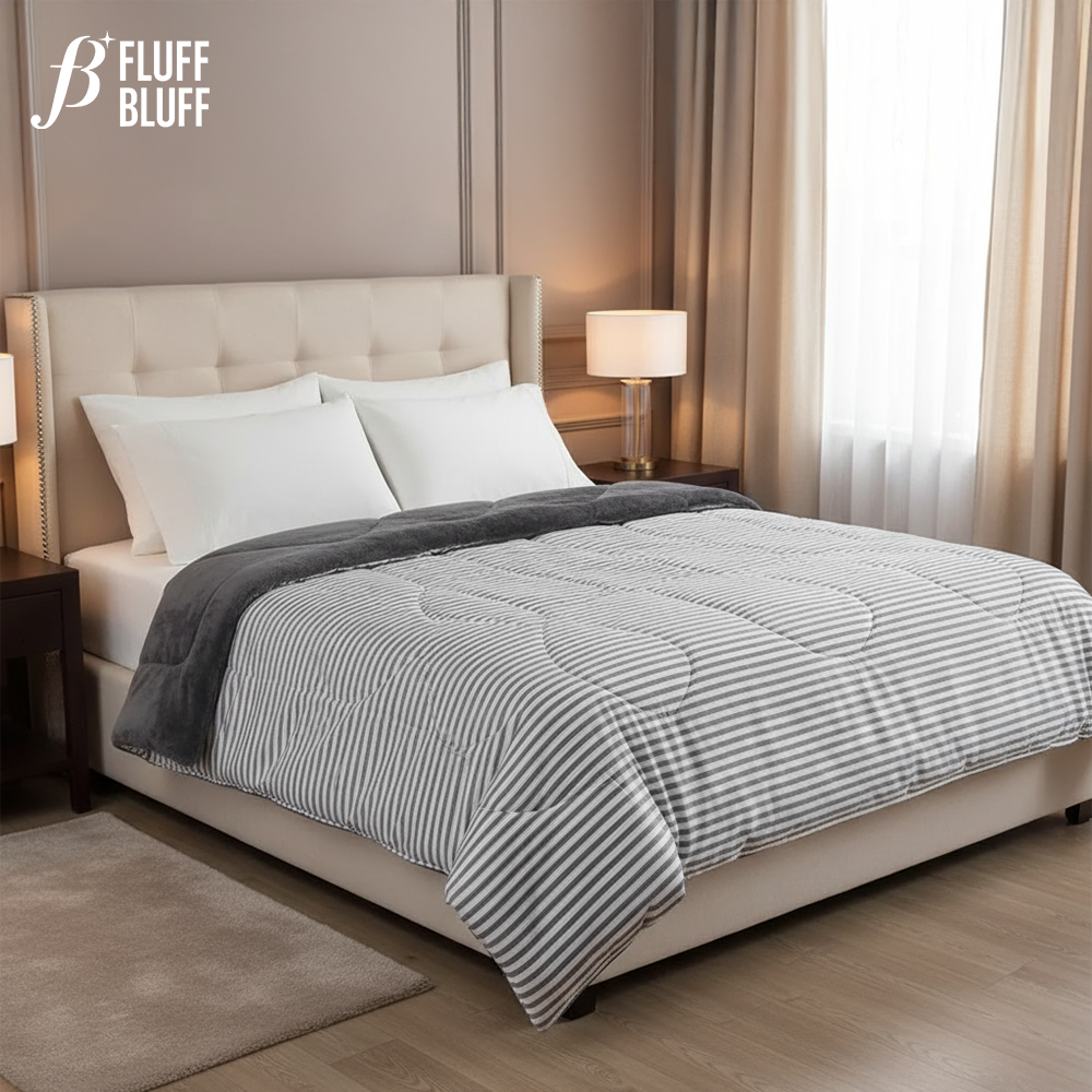 لحاف دابل فيس سترايبد جراي