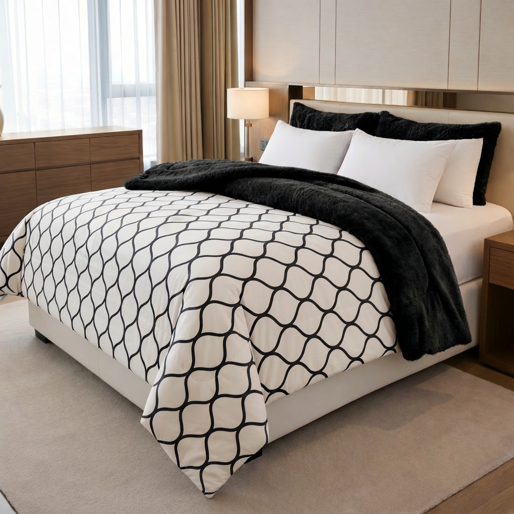 لحاف دابل فيس - ايكيا أسود في ابيض