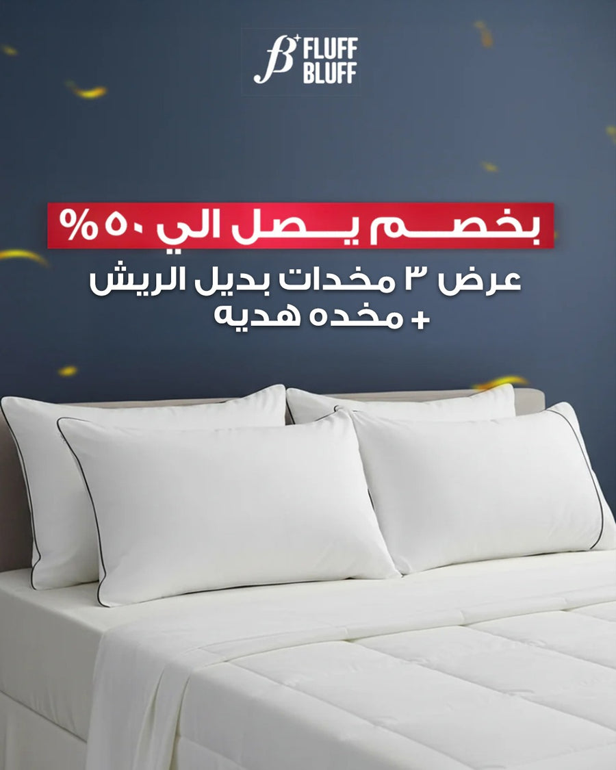 عرض 3 مخدة بديل ريش+ مخدة هدية