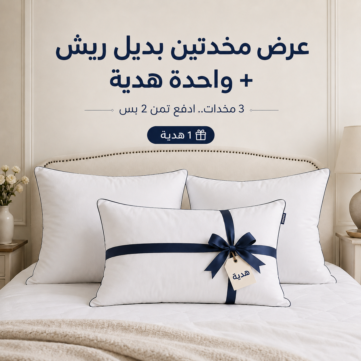 عرض 2 مخدة بديل ريش + واحدة هدية