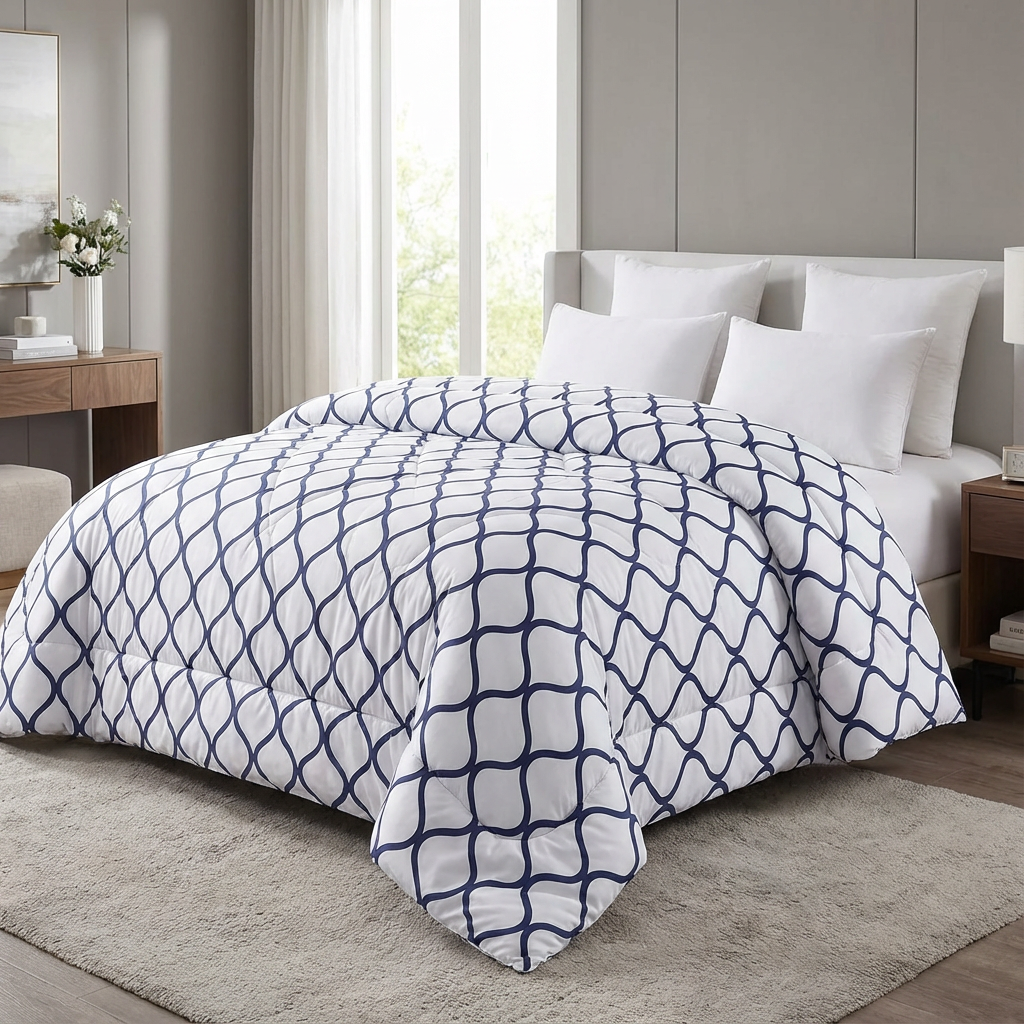 لحاف دابل فيس - ايكيا ازرق في ابيض